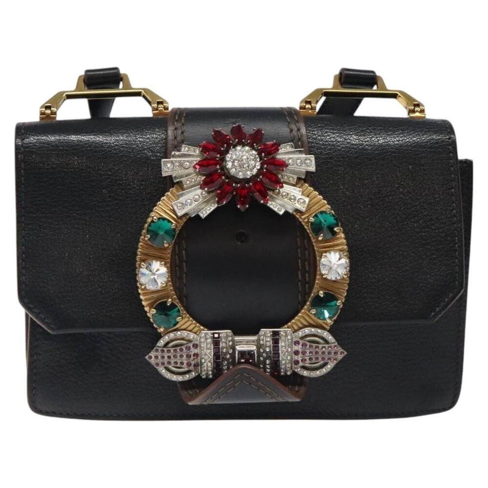Miu Miu Leather Shoulder Bag Black